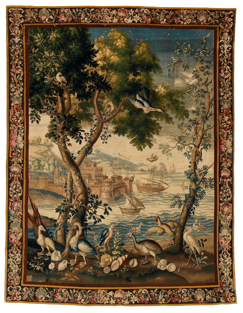 Ports de Merin kuvakudos, valmistettu Beauvaisissa, n. 1725 (villaa ja pellavaa) tekijältä French School