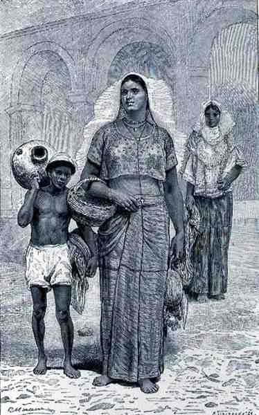 Tehuantepecin naiset, teoksesta The Ancient Cities of the New World, kirjoittanut Claude-Joseph-Desire Charnay, pub. 1887 tekijältä French School
