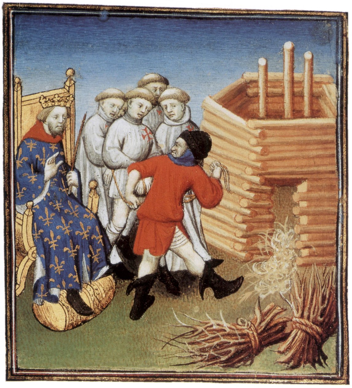 Temppelit teloitetaan Ranskan kuninkaan Philippe IV le Belin katseella vuonna 1310, valaistus tekijältä French School