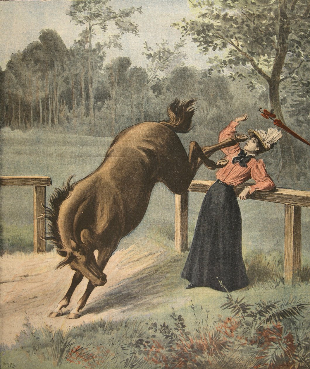 Kauhea potku, kuva Le Petit Journalista: Supplement illustre, 3. heinäkuuta 1898 tekijältä French School