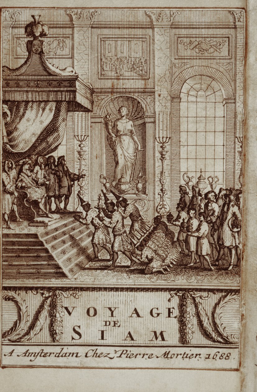 Louis XIV otti vastaan Thaimaan suurlähettiläät Pariisissa, Guy Tachardin matka Siamiin etukappale, 1688 tekijältä French School