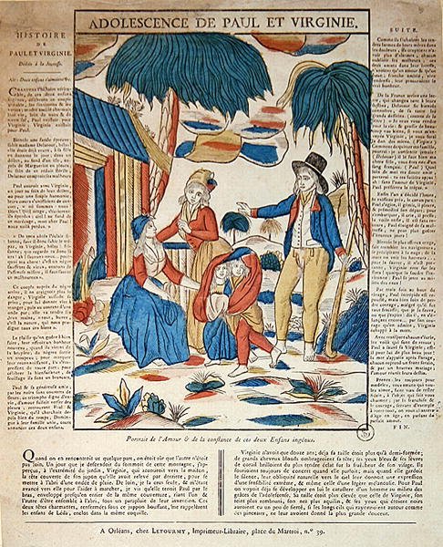 Paulin ja Virginien nuoruus (värillinen kaiverrus) tekijältä French School