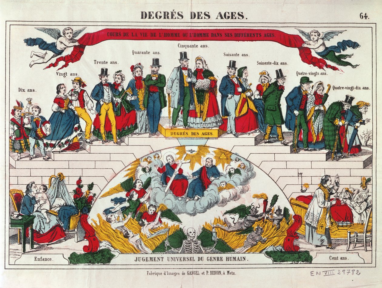 Miesten ja naisten aikakaudet, Imagerie Gangel, Metz, 1800-luvun puoliväli tekijältä French School