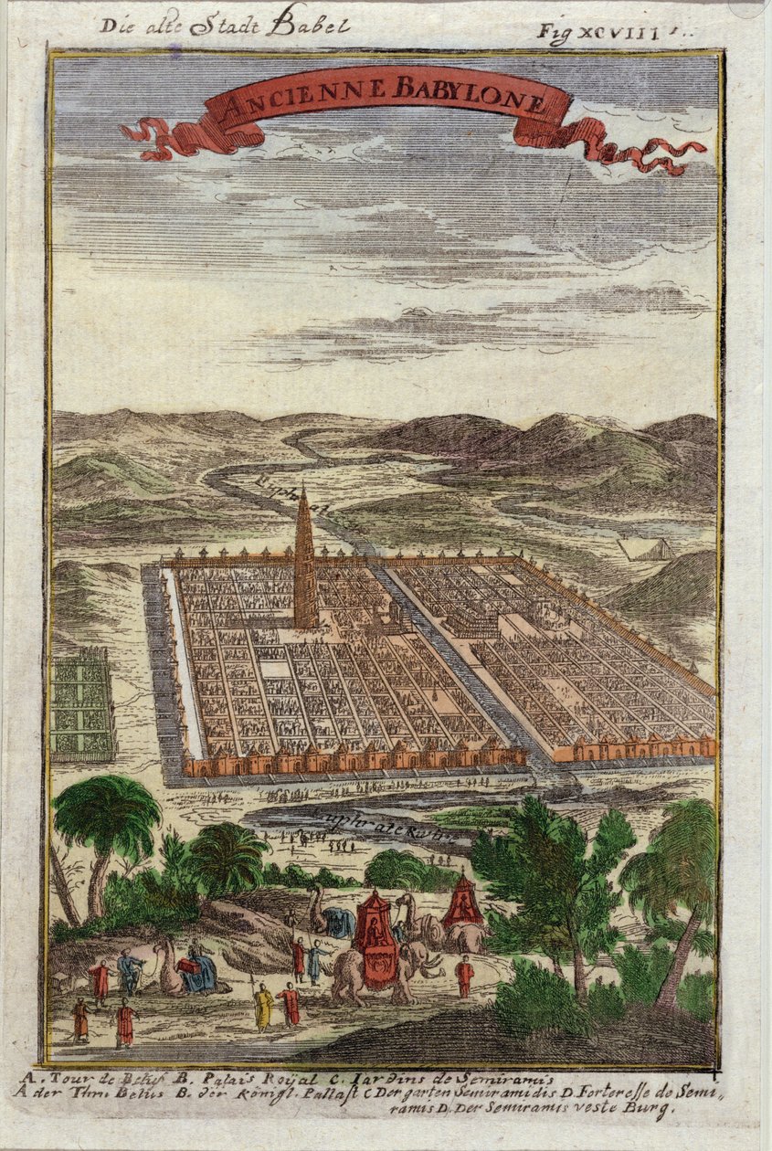 Muinainen Baabelin kaupunki, kuva Alain Manesson Malletin (1630-1706) julkaisusta Description de l