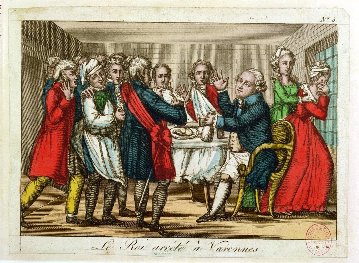Ludvig XVI:n (1754-1793) pidätys Varennesissa, 22. kesäkuuta 1791 tekijältä French School