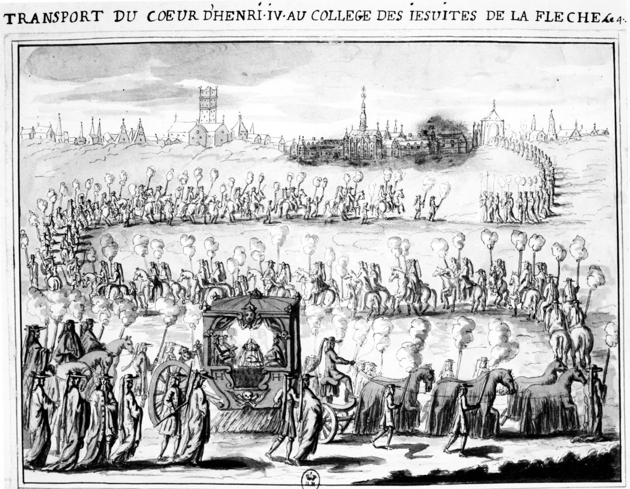 Henri IV:n sydämen saapuminen La Flèchen yliopistoon 4. kesäkuuta 1610 tekijältä French School