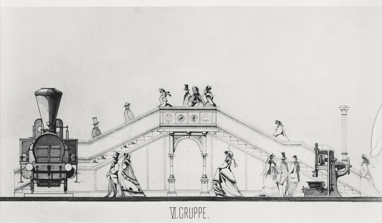 Itävallan paviljonki Exposition Universelle -näyttelyssä 1867 (litho) tekijältä French School