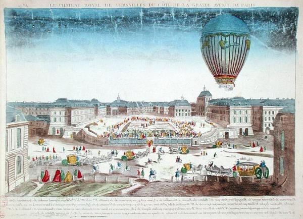 Francois Pilatre de Rozierin (1754-96) ilmapallomatka Chateau de Versailles