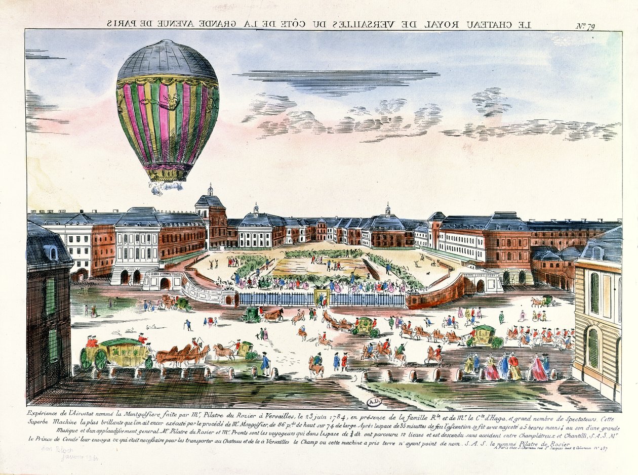 Francois Pilatre de Rozierin (1754-96) ilmapallomatka Chateau de Versailles