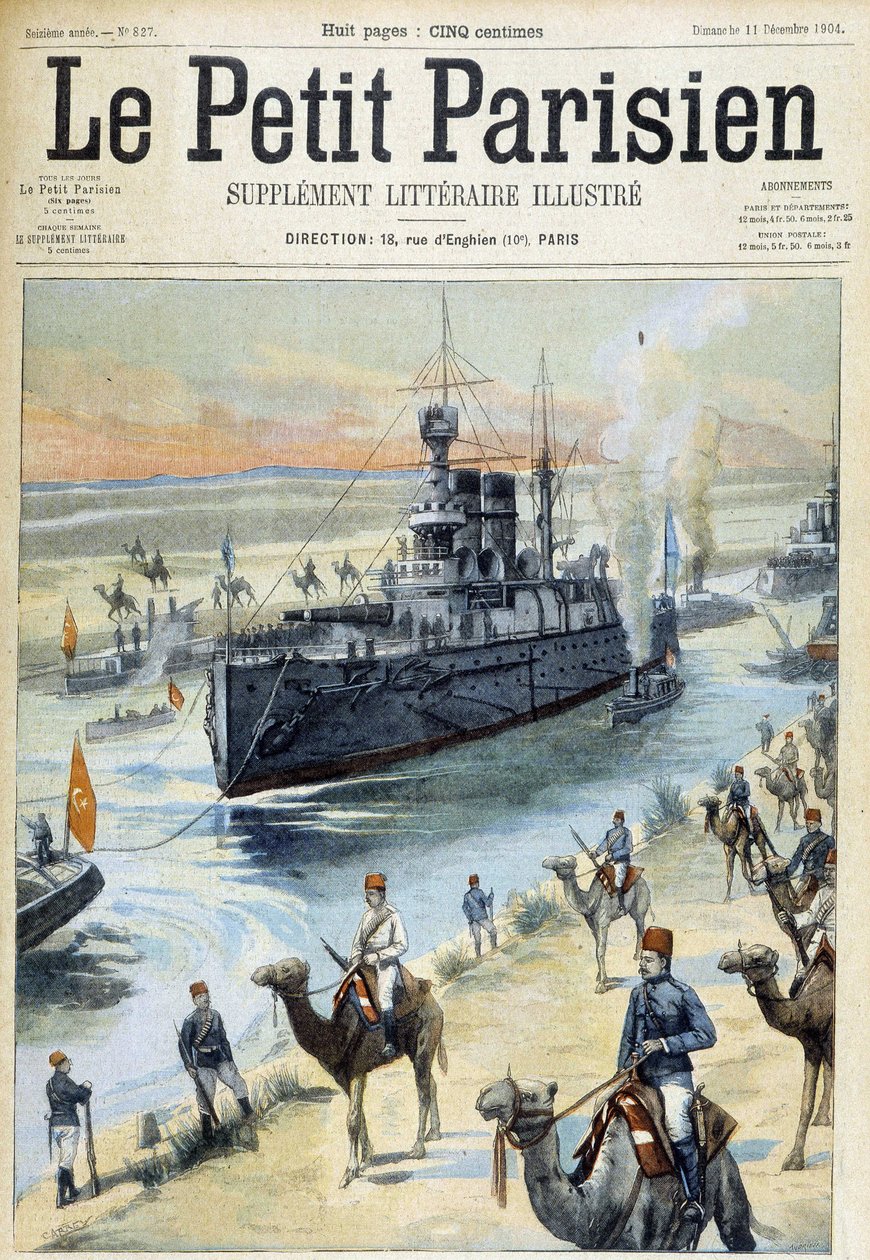 Baltian laivue ylittää Suezin kanavan - "" Pieni pariisilainen"" 11.12.1904 tekijältä French School