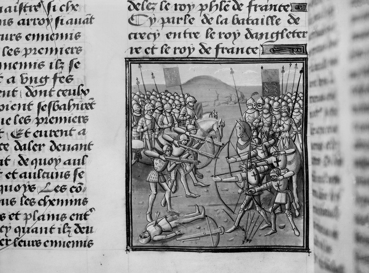 Crecyn taistelu vuonna 1346 Froissart Chroniclesista tekijältä French School
