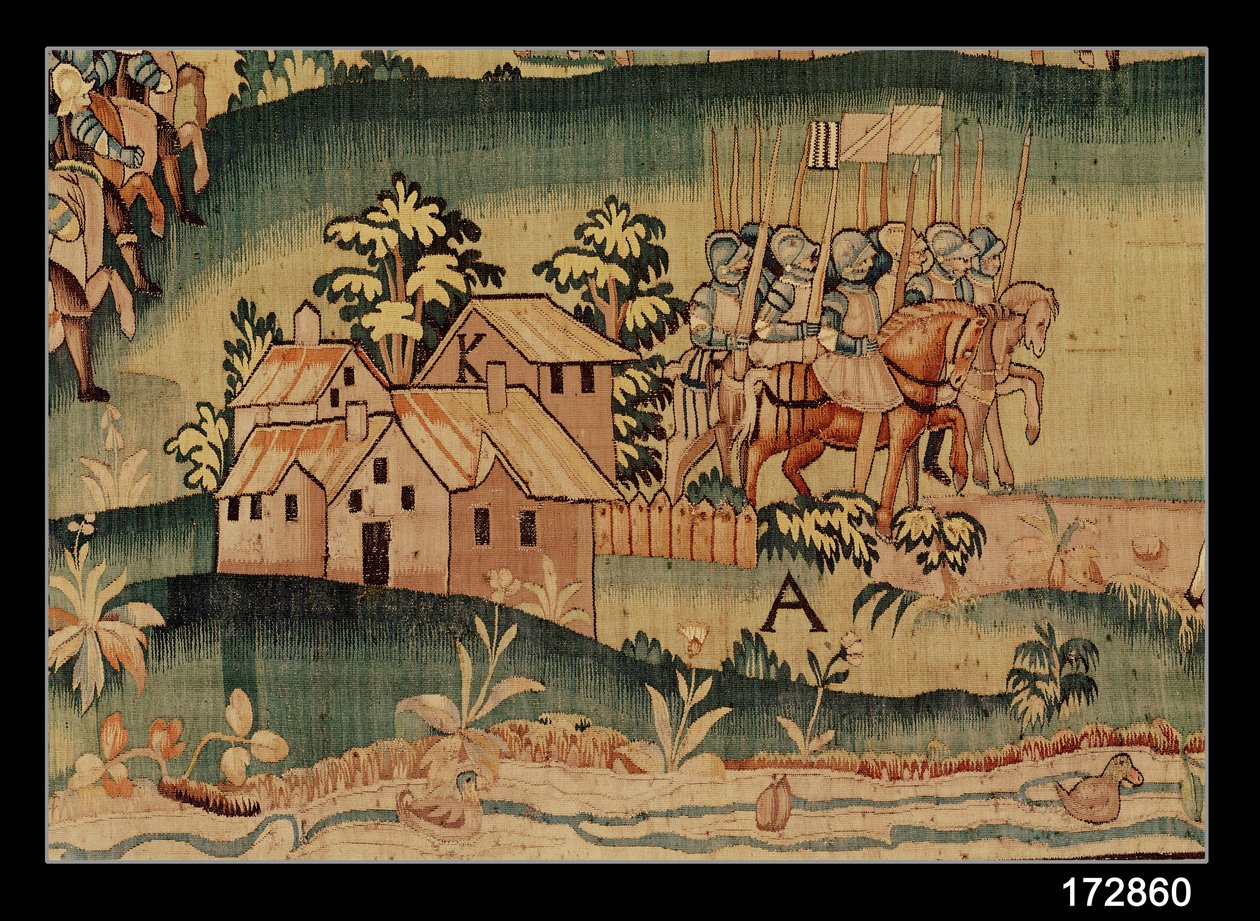 Jarnacin taistelu, kahden armeijan kohtaus 13. maaliskuuta 1569 (yksityiskohta) tekijältä French School