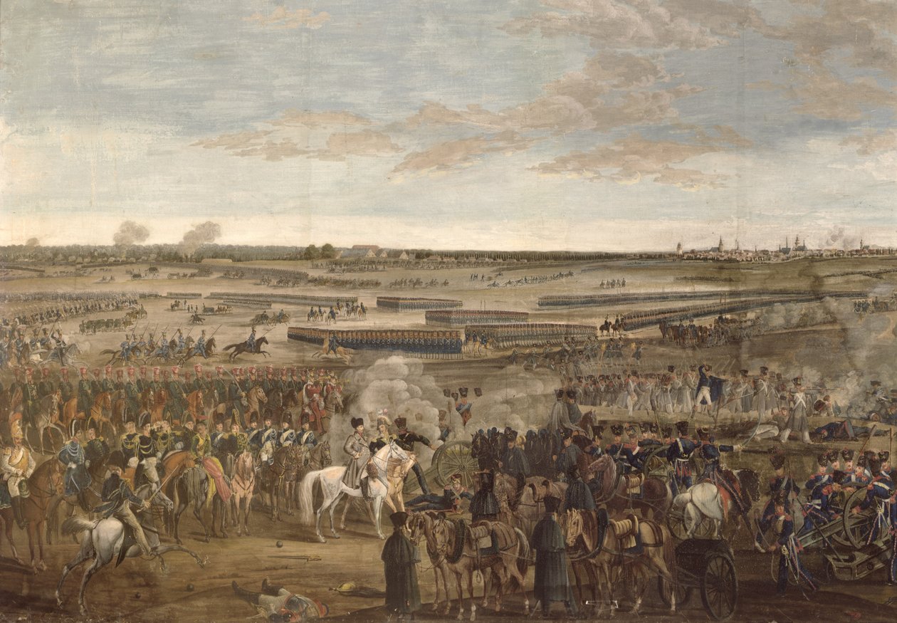 Leipzigin taistelu, Napoleonin yksityiskohta etualalla, 18. lokakuuta 1813 (katso 203343) tekijältä French School