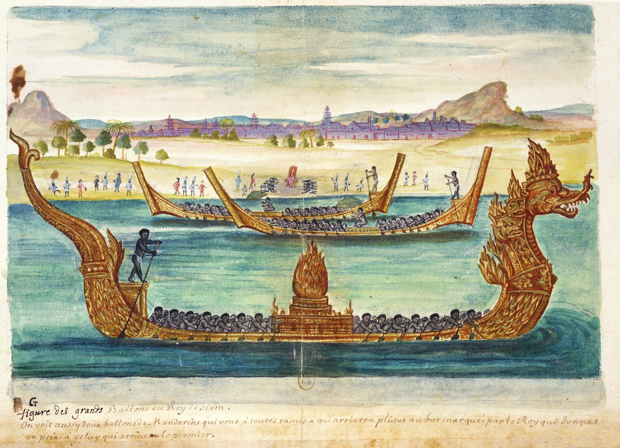 Siamin kuninkaan veneet, Siamin jesuiittojen kertomuksesta, 1688 (wc paperilla) tekijältä French School