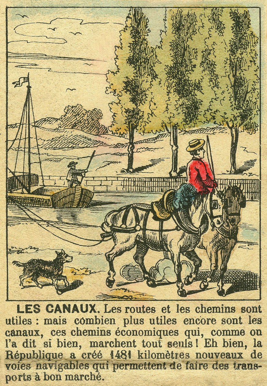 Kanavat, jotka havainnollistavat kolmannen tasavallan etuja kanavan rakentamisessa maan taloudelle. Kaiverrus, "" Le Figaro, liite"", 30/03/1889, Pariisi. tekijältä French School