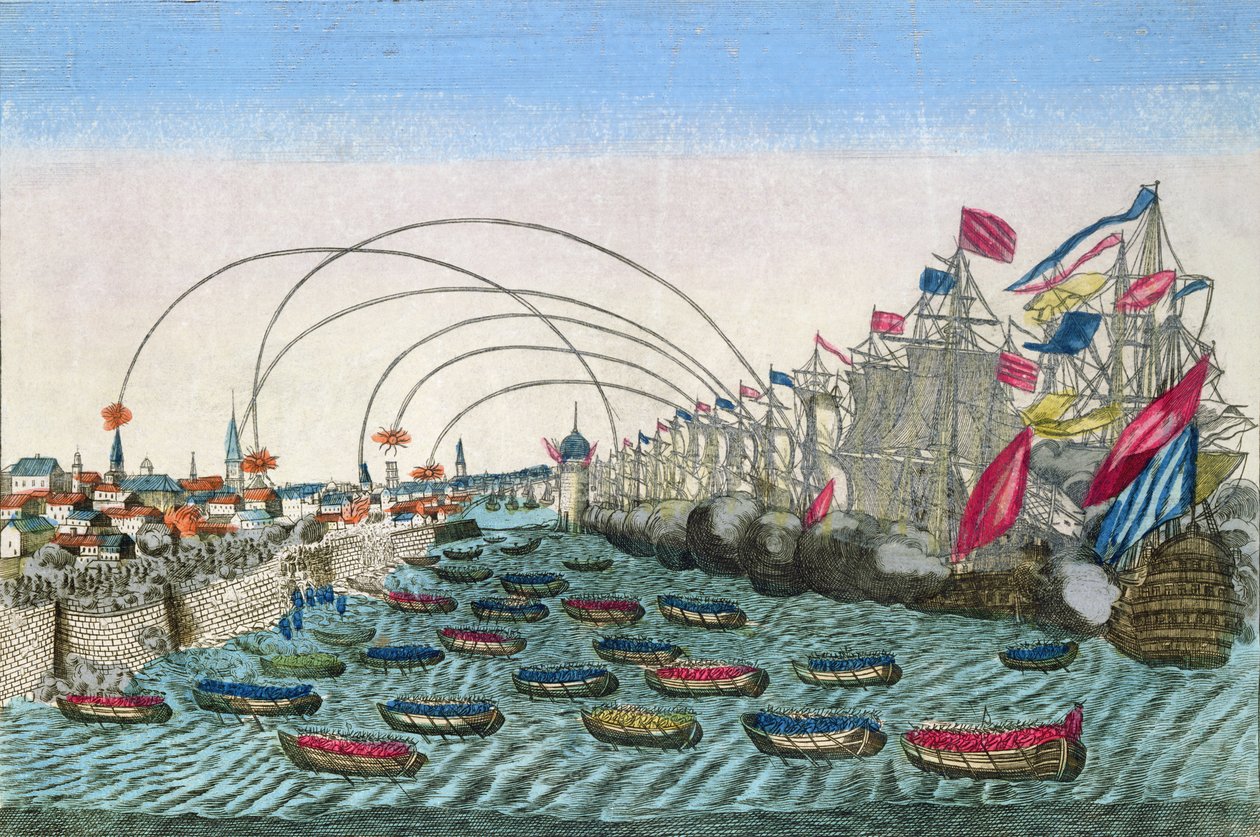 Havannan valtaaminen englantilaisten toimesta vuonna 1762 (ks. myös 110458). tekijältä French School