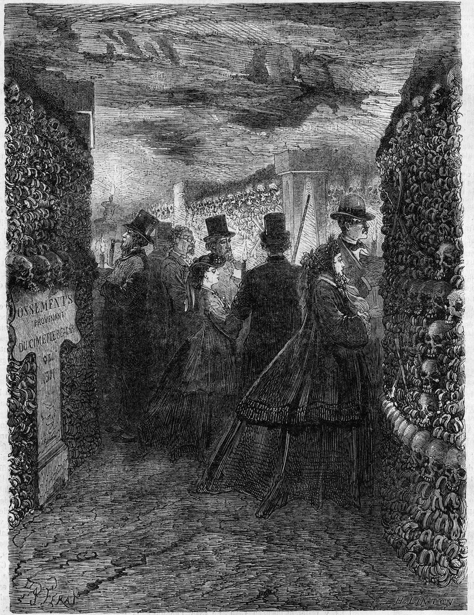 Pariisin katakombit vuonna 1865: Vierailu Ossuairen gallerioissa. tekijältä French School