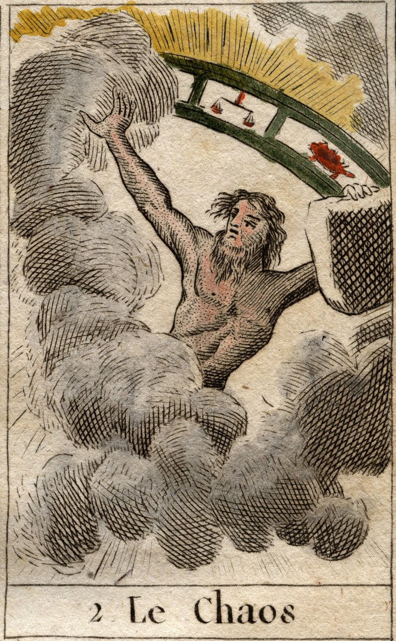Kaaosjumala esitettiin palalla horoskooppimerkkiä. Pierre Blanchardin "Nuoruuden mytologiasta" vuodelta 1803. tekijältä French School