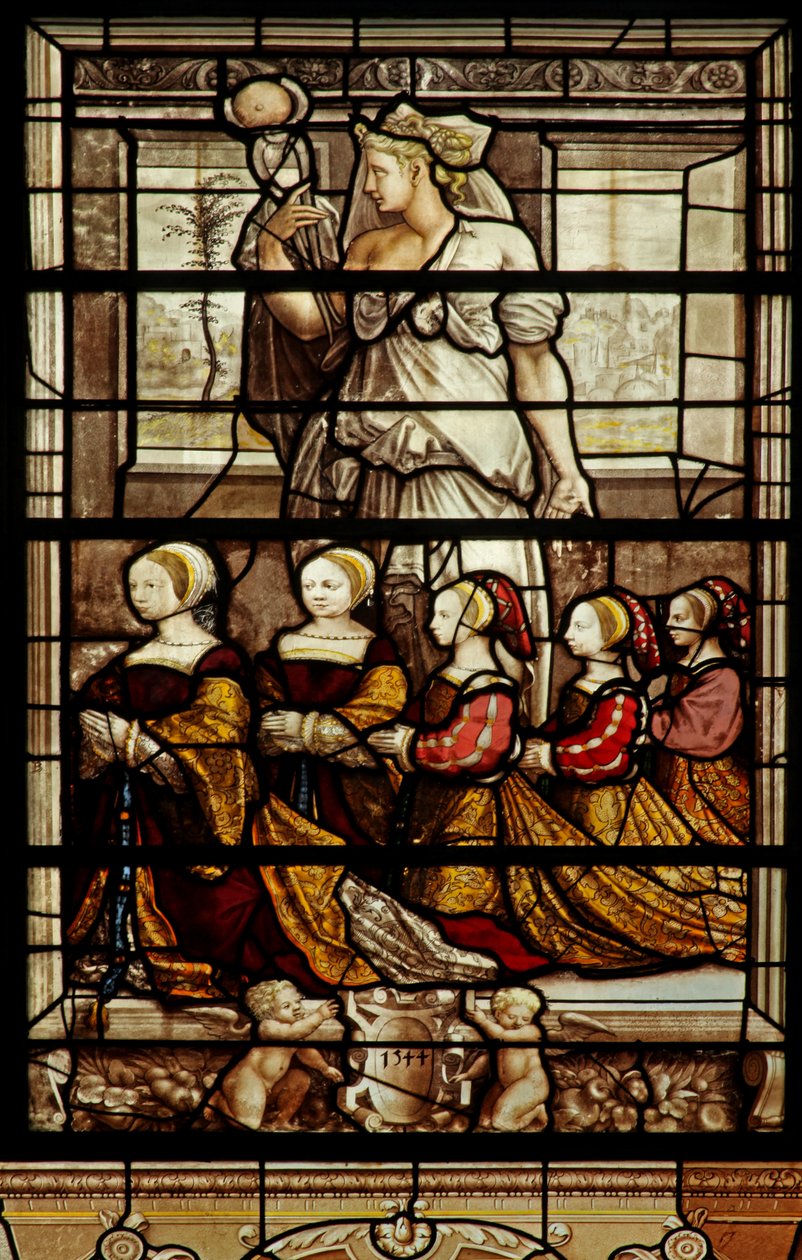 Kappelin pohjoisikkuna: St Agatha anne de Montmorencyn tyttärien kanssa tekijältä French School