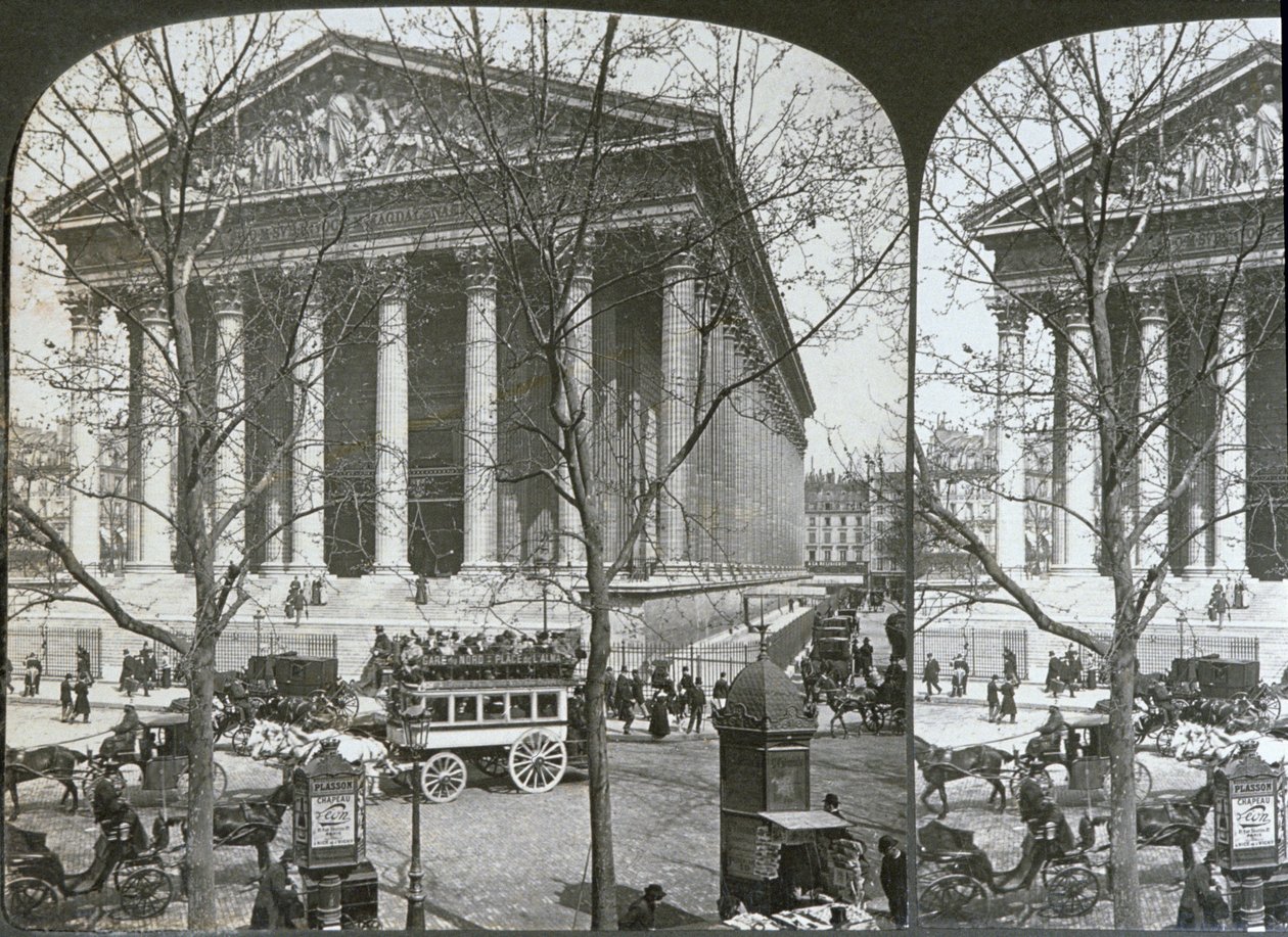 La Madeleinen kirkko, Pariisi, stereoskooppinen näkymä, n. 1860-70 tekijältä French School