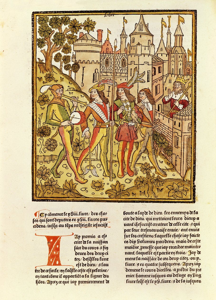 Jumalan kaupunki ja tämän vuosisadan kaupunki, La Cite de Dieu, 1486-87 (ksylografi) tekijältä French School