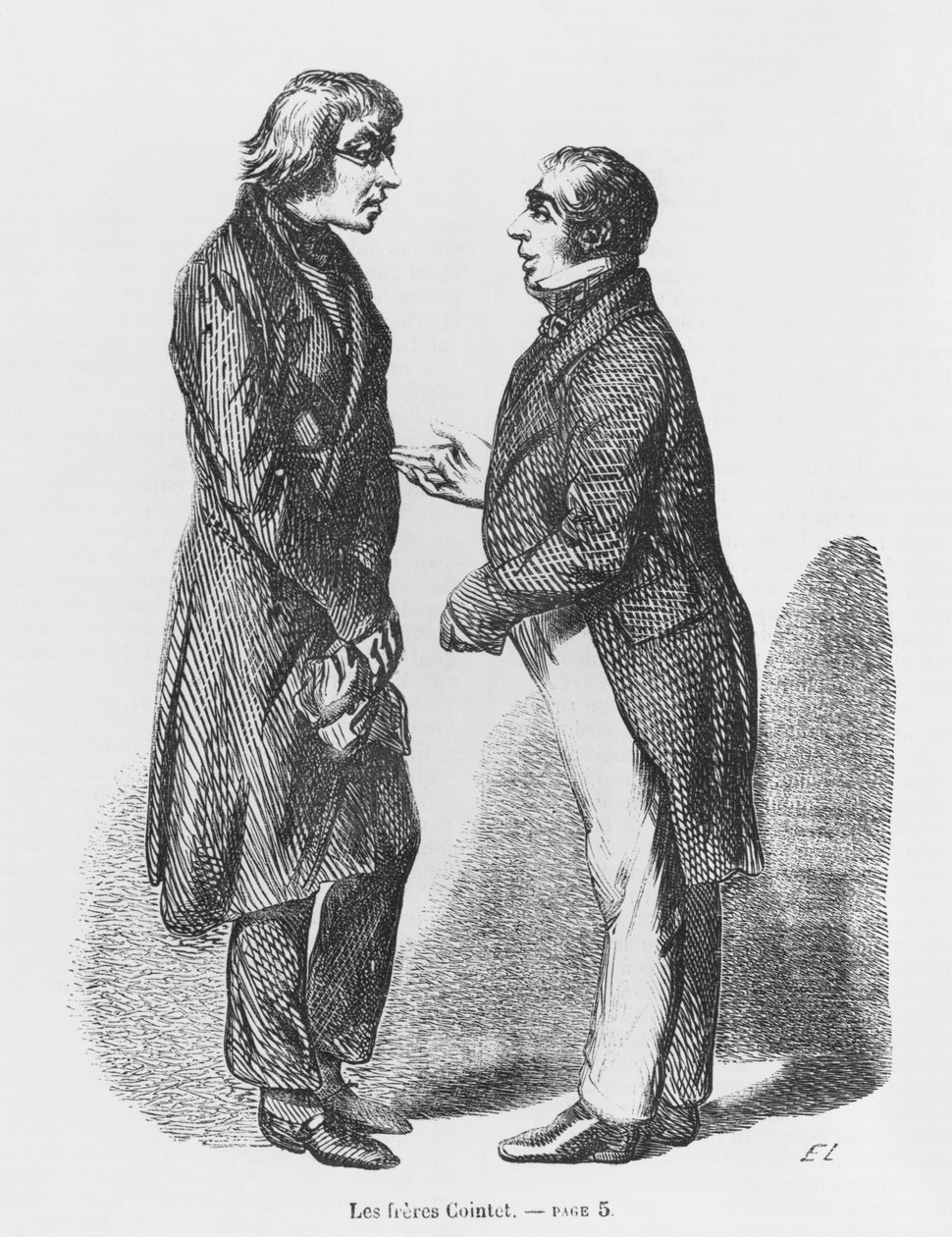 Cointetin veljekset, kuvitus Honore de Balzacin teoksesta "Les Illusions perdues" tekijältä French School