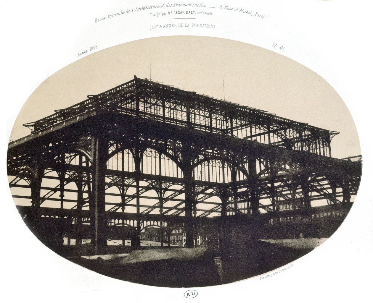 Hallesin keskustorin rakentaminen, Revue generale de larchitecture et des travaux publics, 1856 (valokuva litho) tekijältä French School