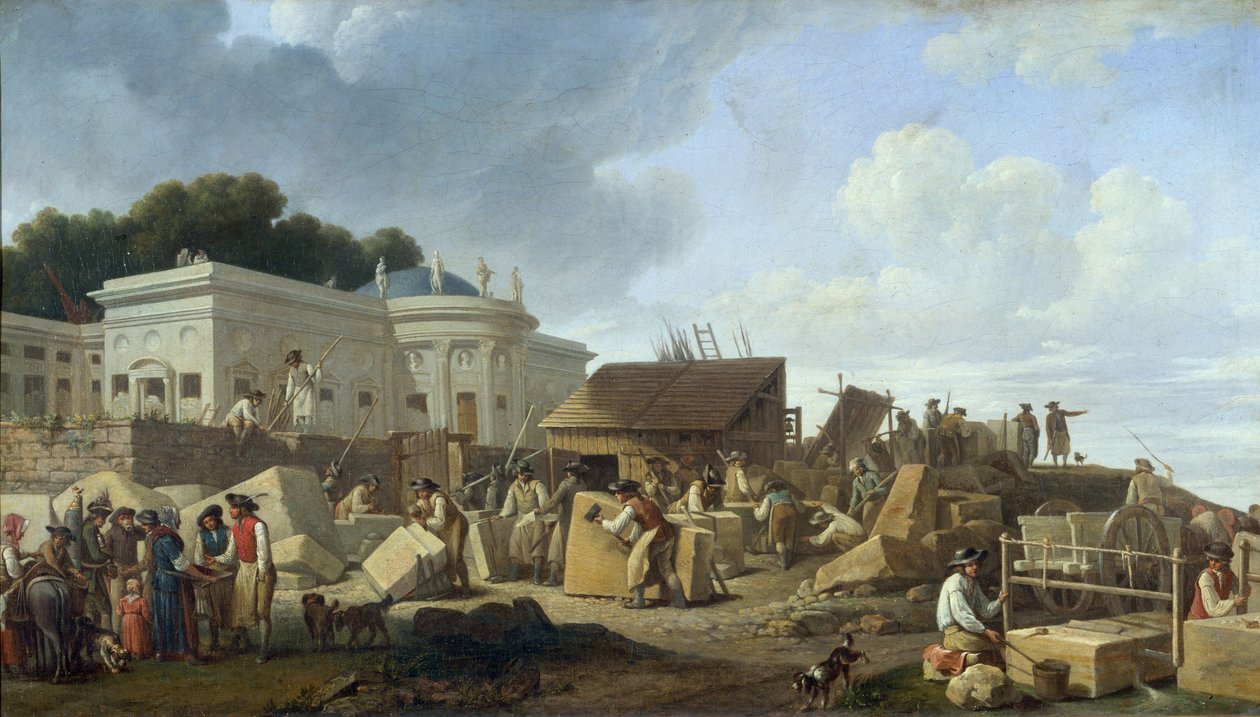 Hotel de Salmin rakentaminen vuonna 1786 (öljy kankaalle) tekijältä French School