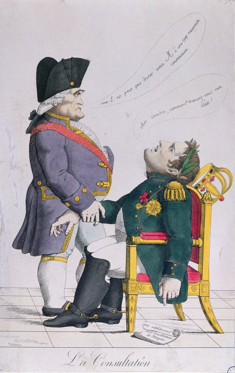 Konsultaatio, Cambaceresin (1753-1824) ja Napoleonin (1769-1821) karikatyyri n. 1810-14 tekijältä French School