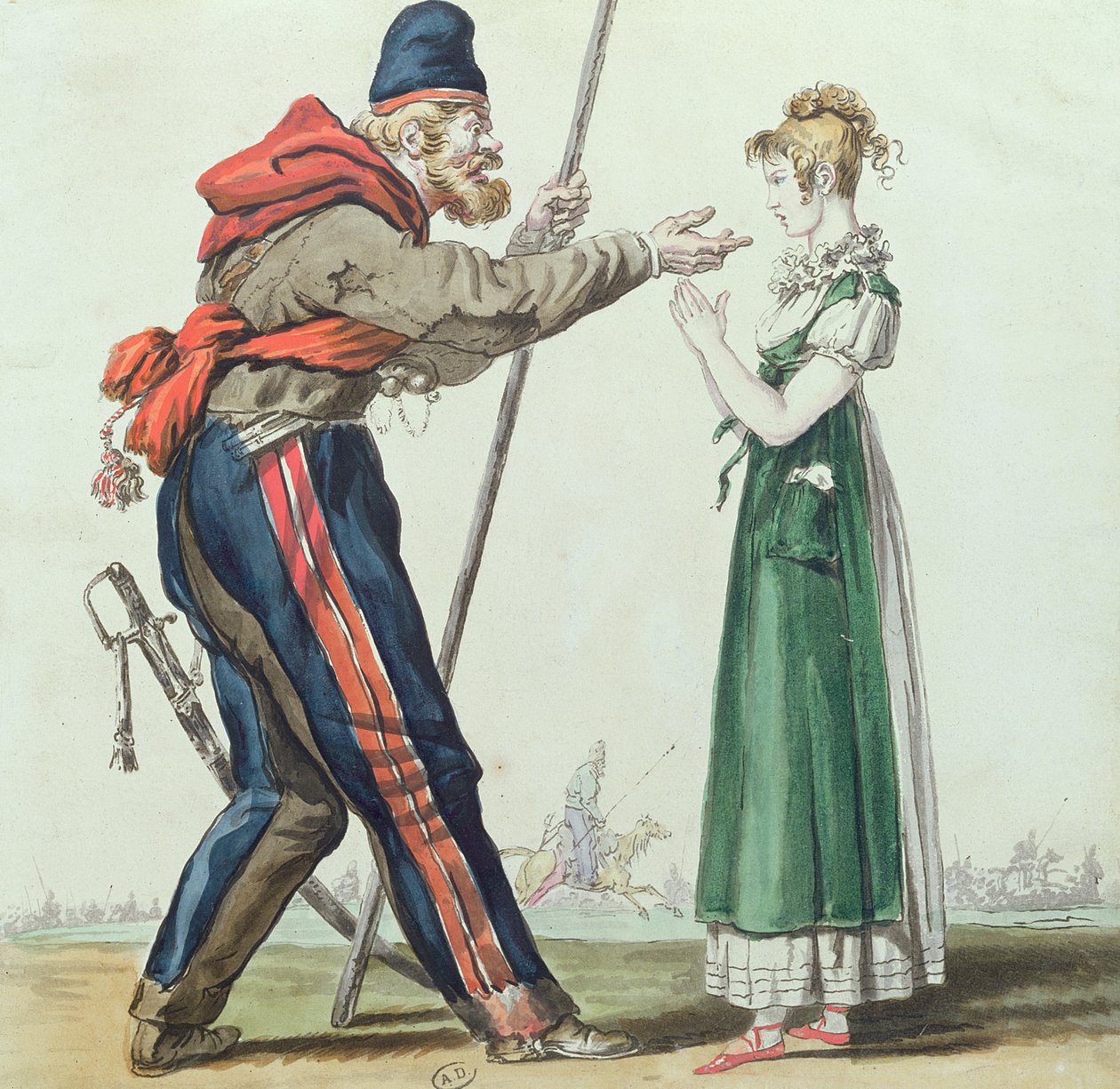 Kasakka Pariisissa, n. 1815 (kynä ja muste ja wc paperilla) tekijältä French School