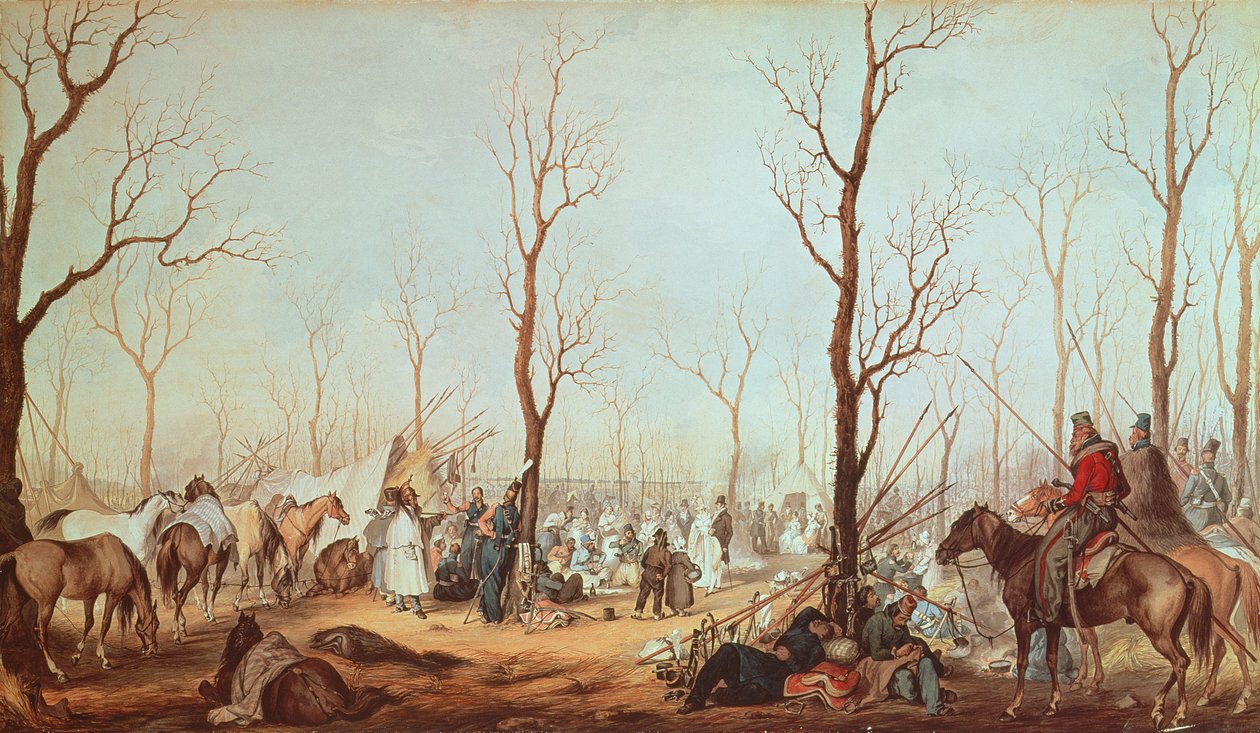 The Cossacks on the Champs Elysees, 1815 (wc paperilla) tekijältä French School