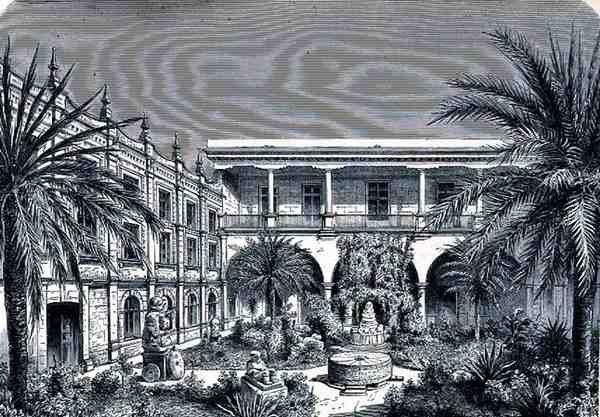Meksikon museon tuomioistuin, The Ancient Cities of the New World, kirjoittanut Claude-Joseph-Desire Charnay, pub. 1887 tekijältä French School