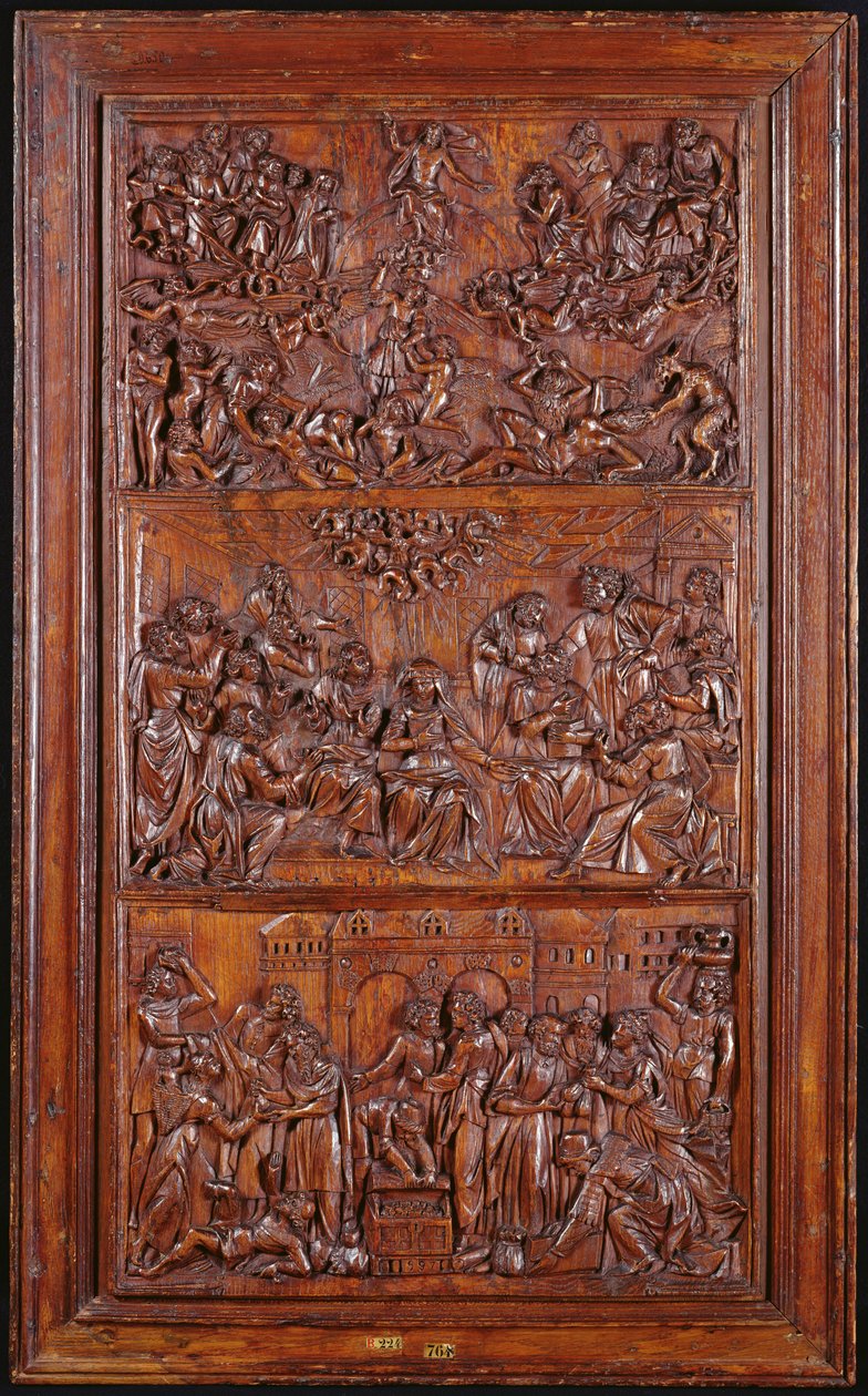 Credo, Paneeli III: Viimeinen tuomio, helluntai ja pyhien ehtoollinen, 1587 (puu) (katso myös 4140367 & 414039) tekijältä French School