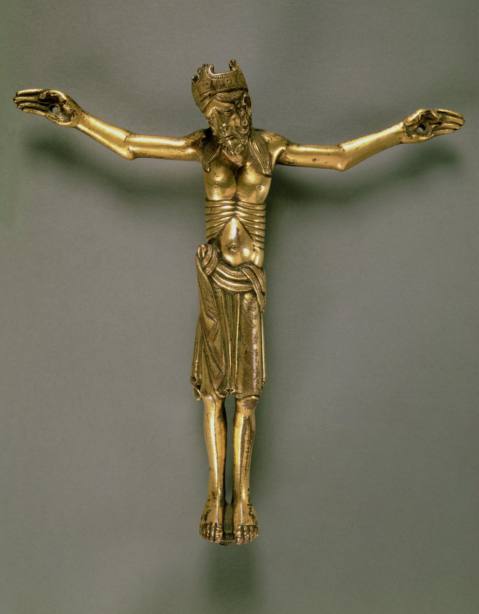 Ristiinnaulittu Kristus, ranska, 1100-luvun toinen puoli (kullattua pronssia) tekijältä French School