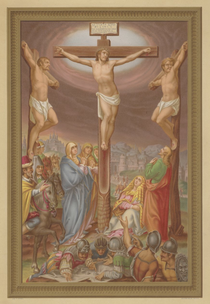 Ristiinnaulitseminen (chromolitho) tekijältä French School