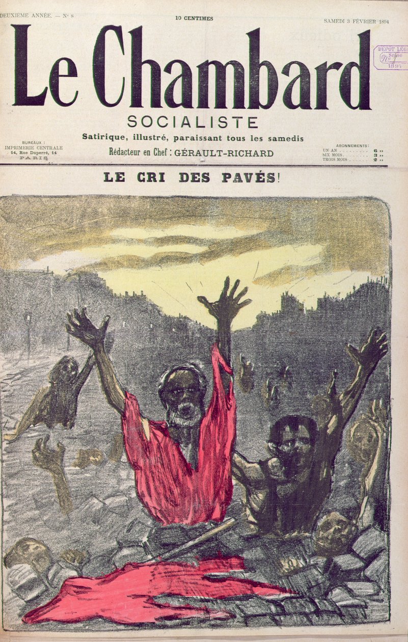Köyhien huuto, Le Chambard Socialiste -lehden kansi, 3. helmikuuta 1894 tekijältä French School