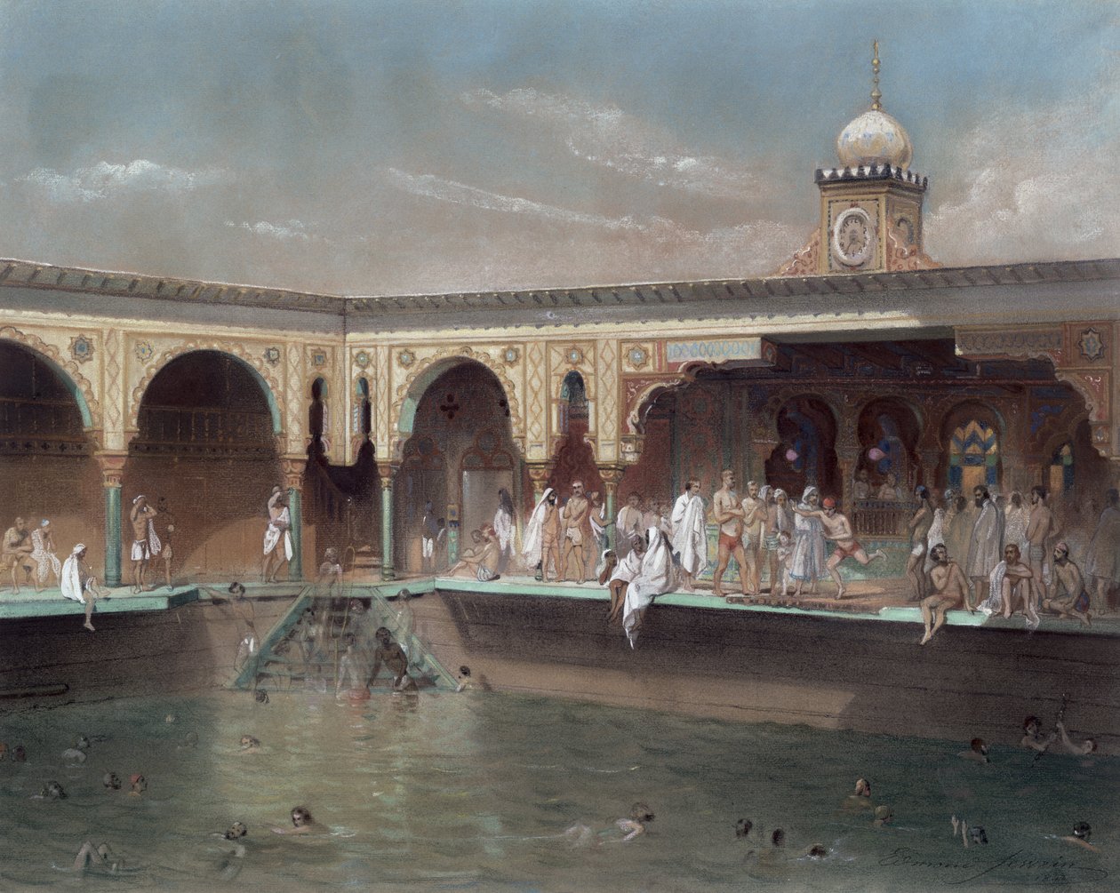 Deligny Baths, Pariisi, 1842 (wc paperilla) tekijältä French School