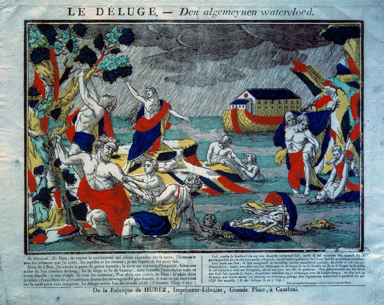 Vedenpaisumus, Noen arkki oikealla Kaiverrus 1800-luvulta. Pariisi, populaaritaiteen ja perinteiden museo tekijältä French School