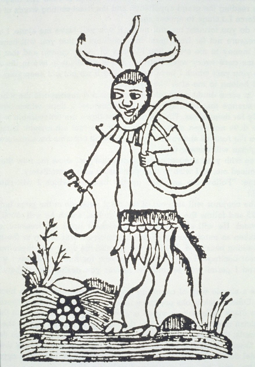 Paholainen osoittaa piilotettuja aarteita, kopio Le Veritable Dragon Rougen kuvituksesta, 2. versio, Lille 1521, käytetty taikuuden historiassa, julkaistu 1800-luvun lopulla tekijältä French School