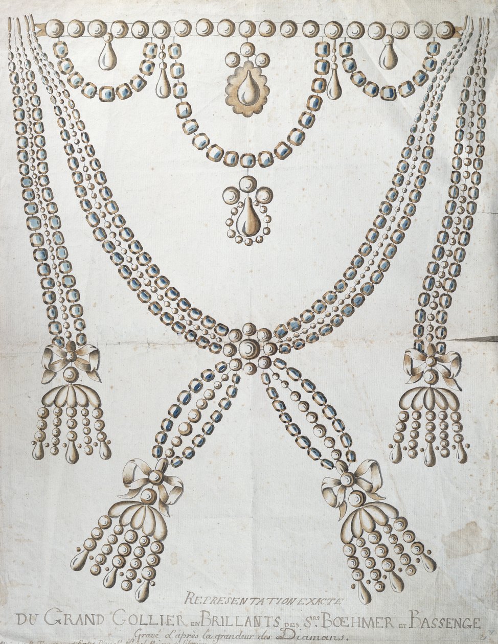 Timanttikaulakoru, joka osallistui Collier de la Reinen tapaukseen, n. 1785 tekijältä French School