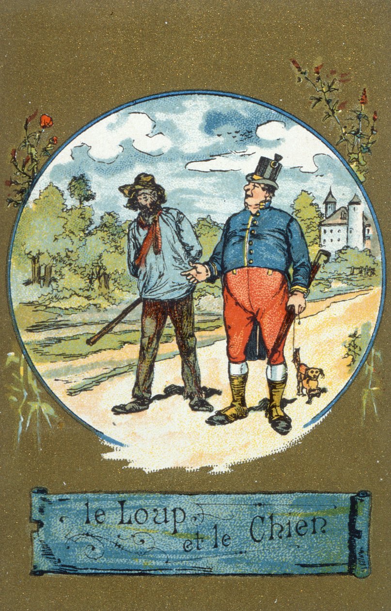 Koira ja susi, Jean de La Fontainen (1621-95) taruista tekijältä French School