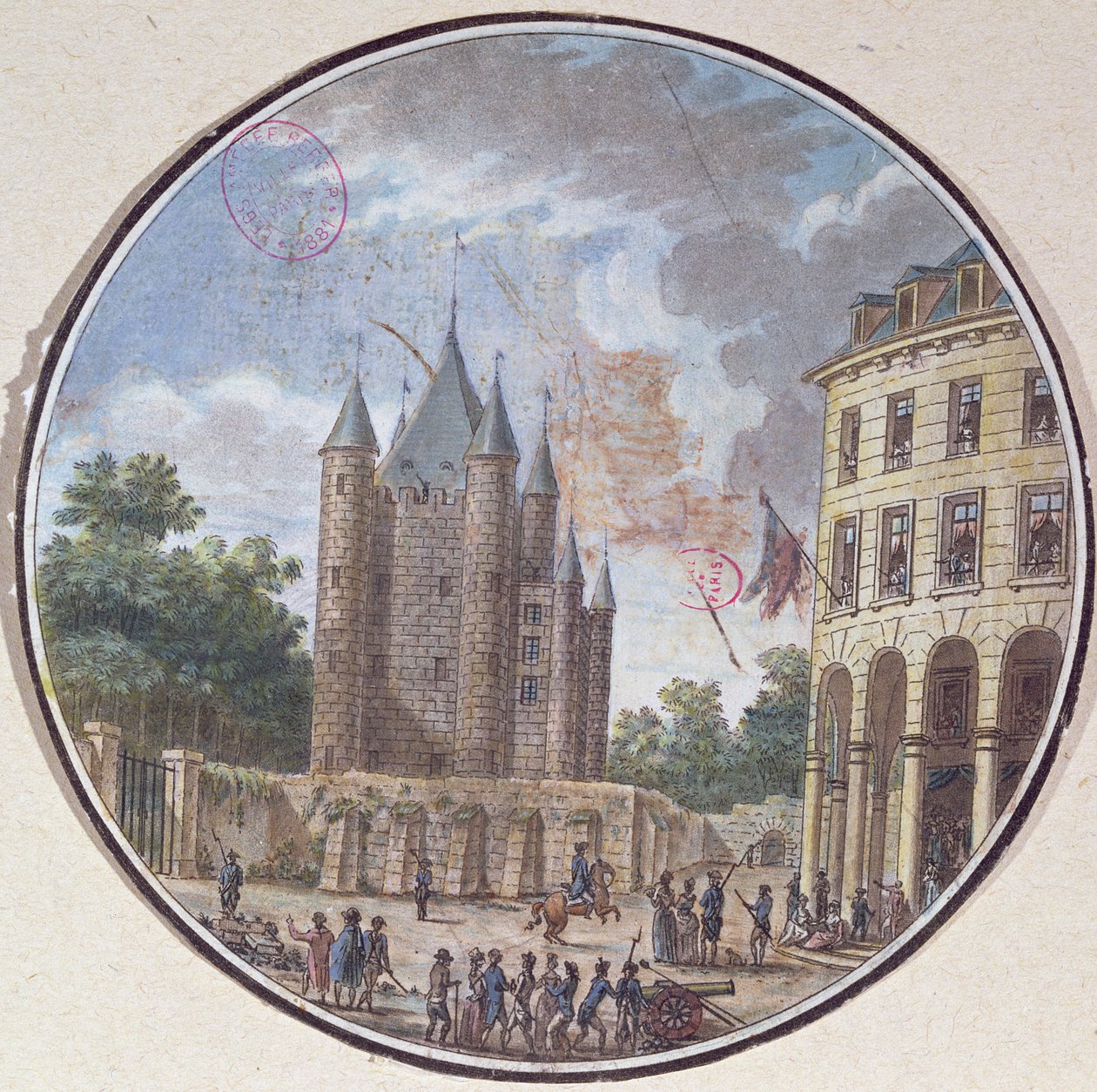 Temppelin Donjon, Pariisi (värikaiverrus) tekijältä French School