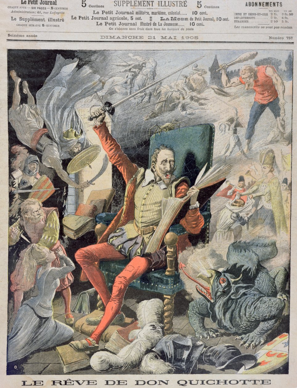 Don Quijoten unelma, kansikuva Le Petit Journalista, 21. toukokuuta 1905 tekijältä French School
