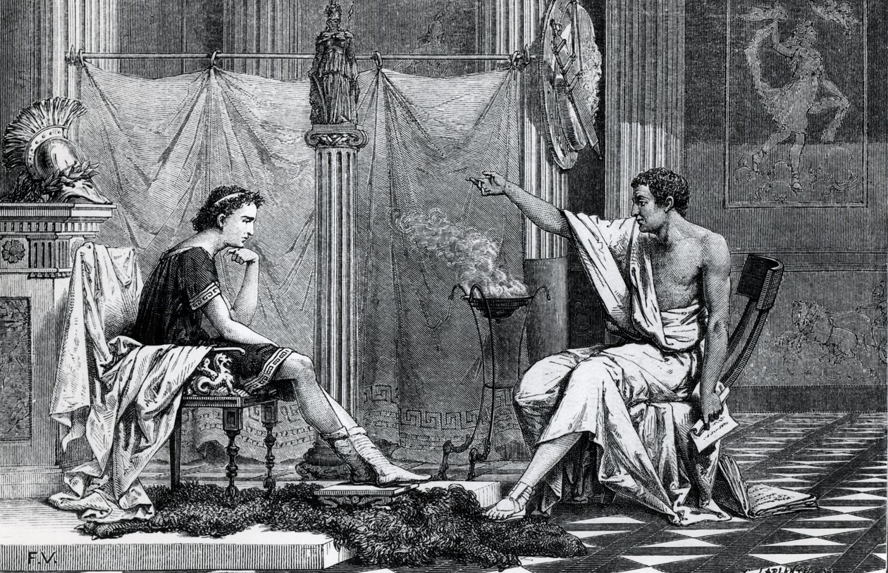 Aristoteleen (384-322 eKr.) Aleksanteri Suuren (356-323 eKr.) koulutus L. Figuierin kirjasta tekijältä French School