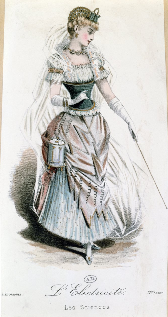 The Electricity Fairy, puku komeaan mekkopalloon paristolla, n.1885 tekijältä French School