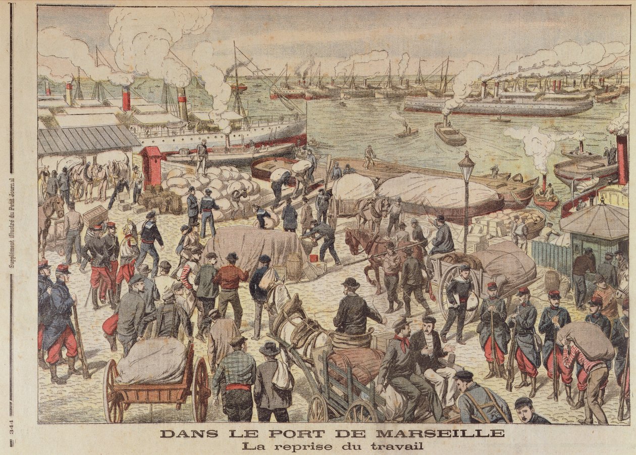The End of the Strike Marseillessa, kuva Le Petit Journalista, 23. lokakuuta 1904 tekijältä French School
