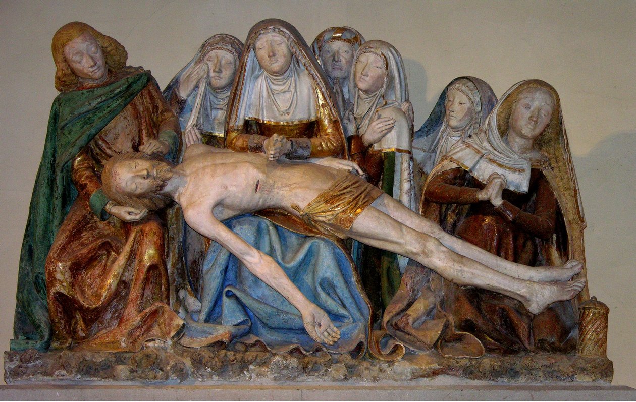 The Tombment, 1490 (maalattu kivi) (yksityiskohta) tekijältä French School