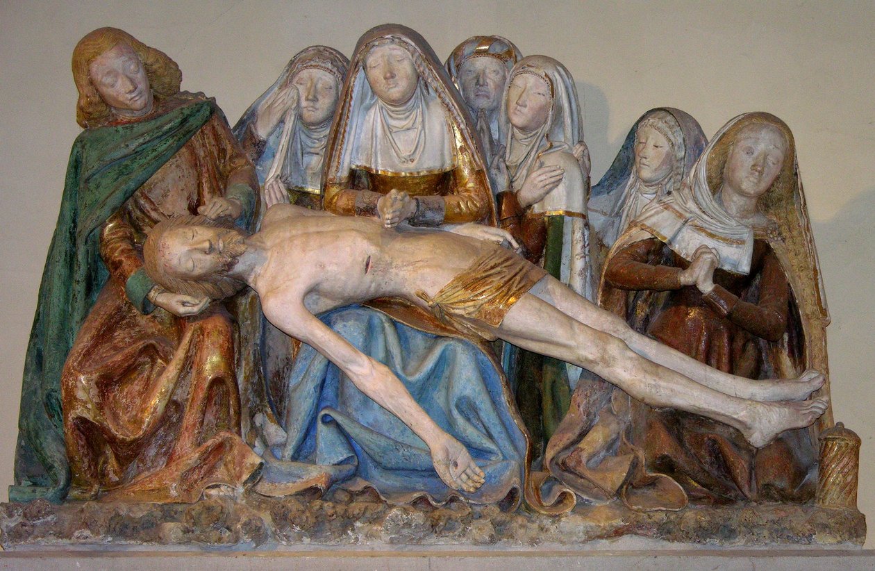 The Tombment, 1490 (maalattu kivi) (yksityiskohta) tekijältä French School