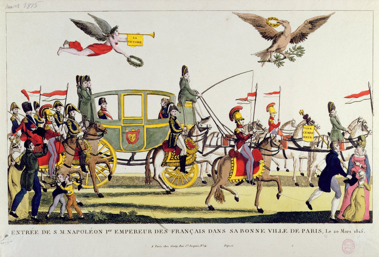Napoleonin saapuminen Pariisiin 20. maaliskuuta 1815 tekijältä French School