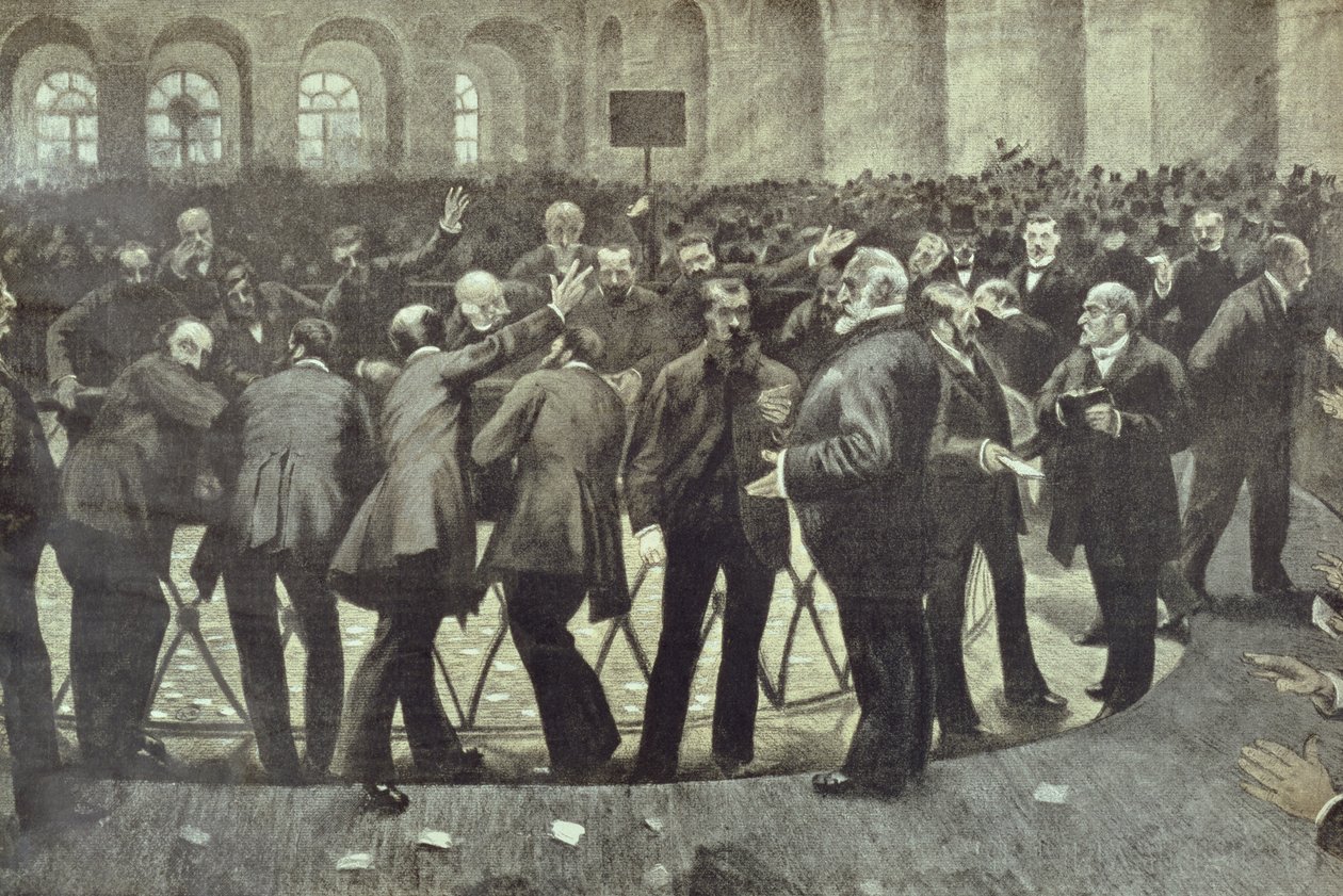 Kuuluisa Corbeille Pariisin pörssissä, noin 1885 tekijältä French School